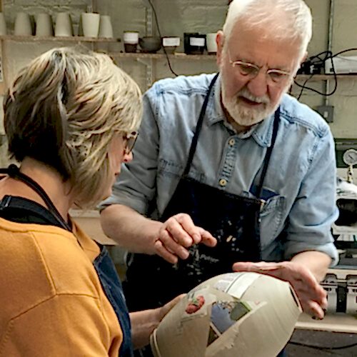 Walter Keeler working with Elaine (student)