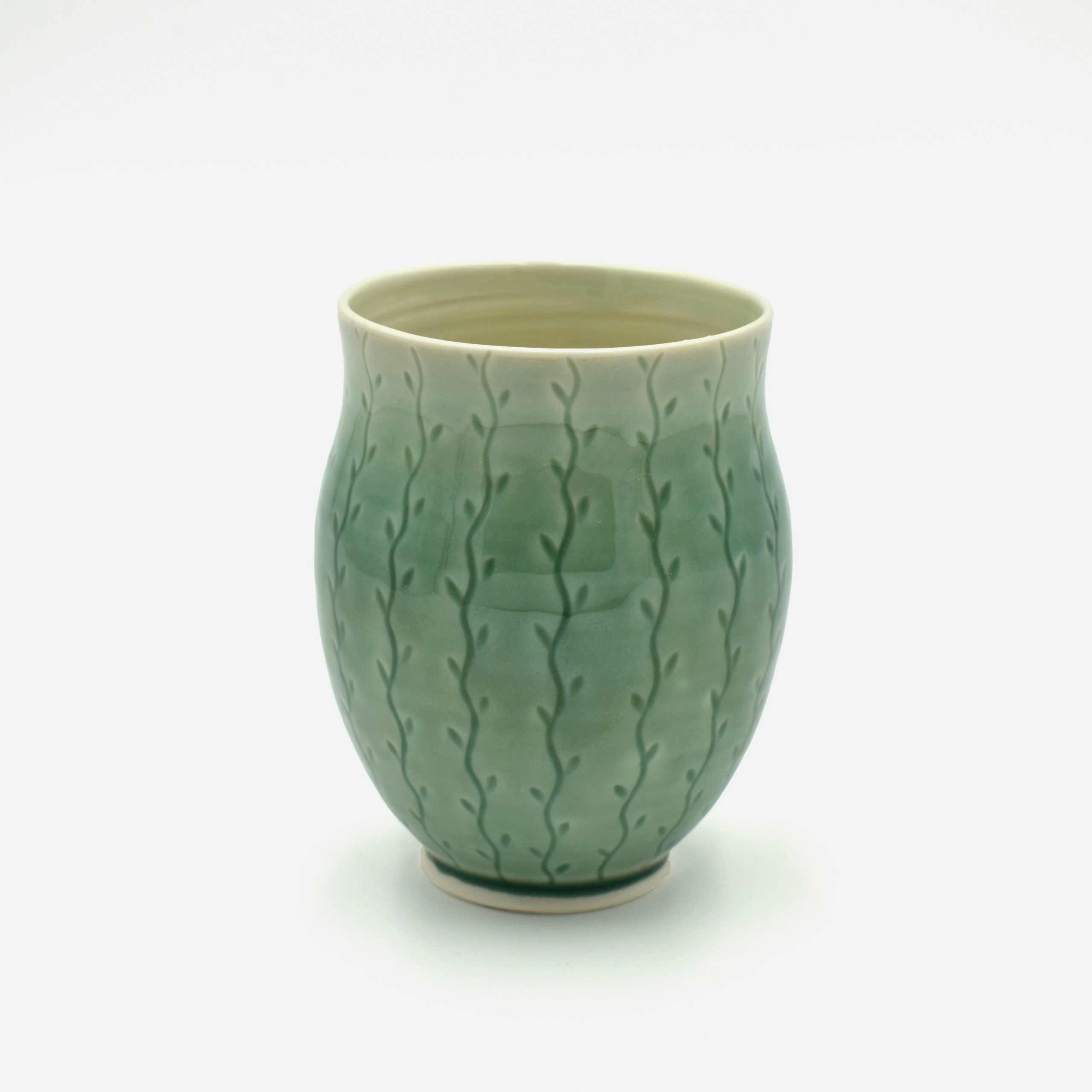 Green Carved Vase (1) by Sarah Went
