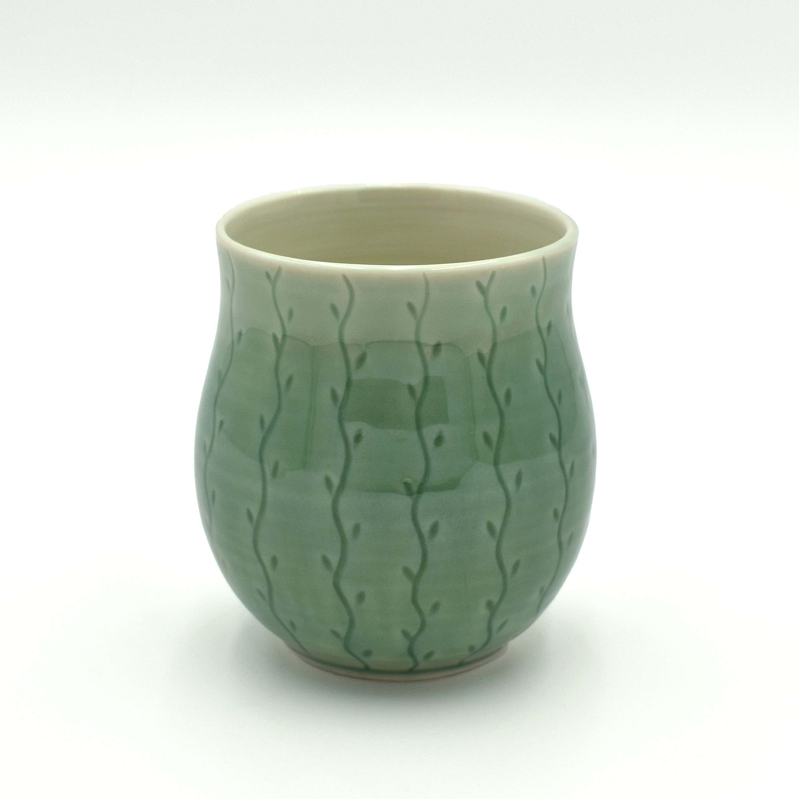 Green Carved Vase (2) by Sarah Went