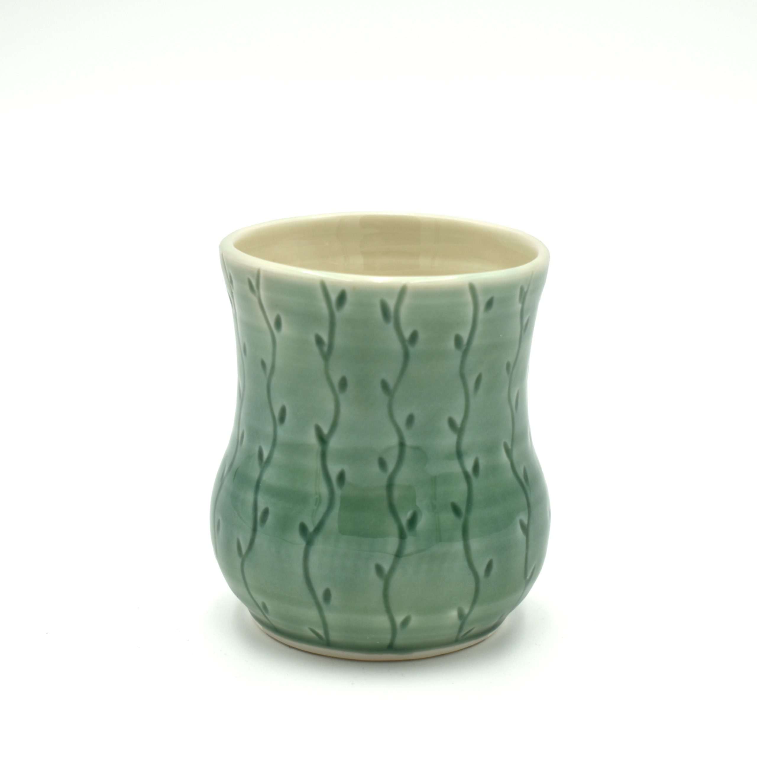 Green Carved Vase (3) by Sarah Went