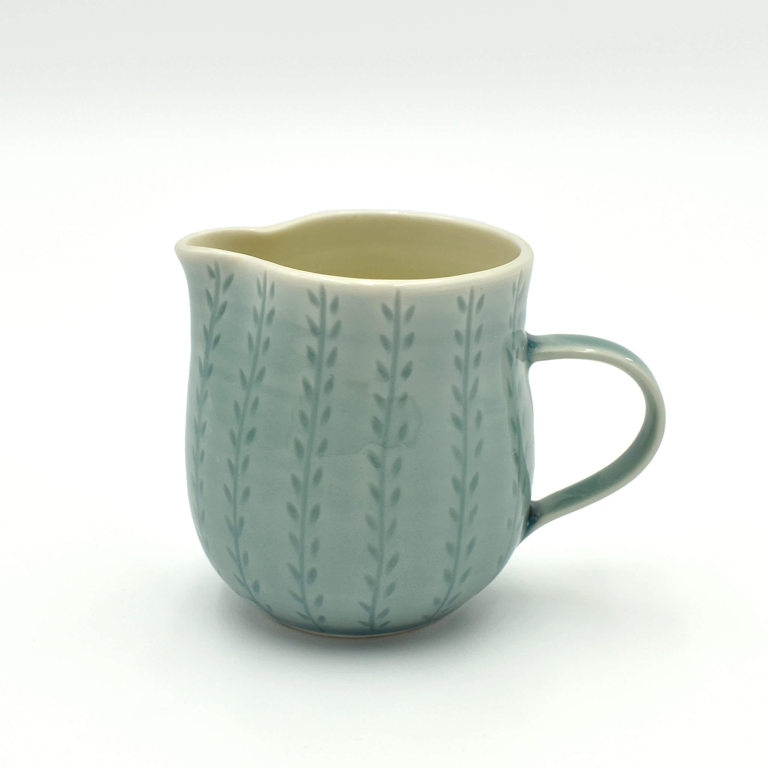 Small Light Blue Carved Jug by Sarah Went